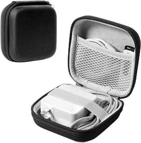 Portable Charger Case, Tech Pouch Travel Organizer, M, Black Almacenamiento electrónico de carcasa rígida para MacBook Adaptador de corriente Negro