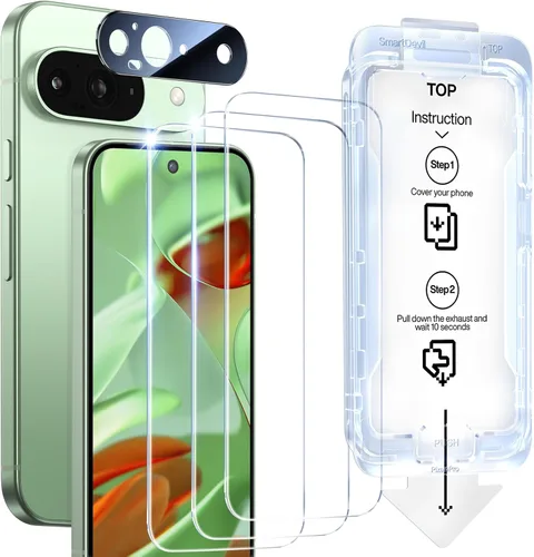 Vista 16 de SMARTDEVIL [Paquete de 3+3] Protector de pantalla para Google Pixel 7 con protector de lente de cámara, compatible con lector de huellas dactilares