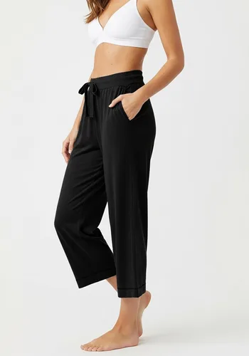 Vista 3 de Sexy Basics Pantalones capri de algodón de rizo francés ultra suave para mujer, pantalones con cordón y bolsillos, varios paquetes