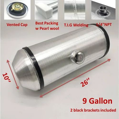 Vista 2 de JSD AUTO PARTS Aluminio 9 galones de combustible/tanque de gas centro de llenado Salida 1/4" NPT 10"x26