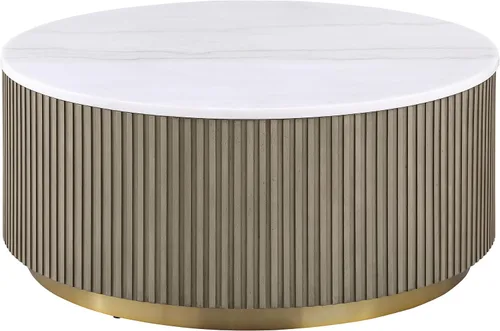 Vista 9 de Coaster Jason 710418 - Mesa de centro redonda de 35 pulgadas, color carbón Blanco/Gris