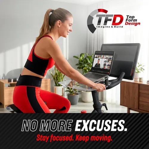 Vista 7 de TFD The Tray - Bandeja mejorada para bicicleta Peloton (originales) - Trabaja y pedalea con tu teléfono, laptop, libro o tableta