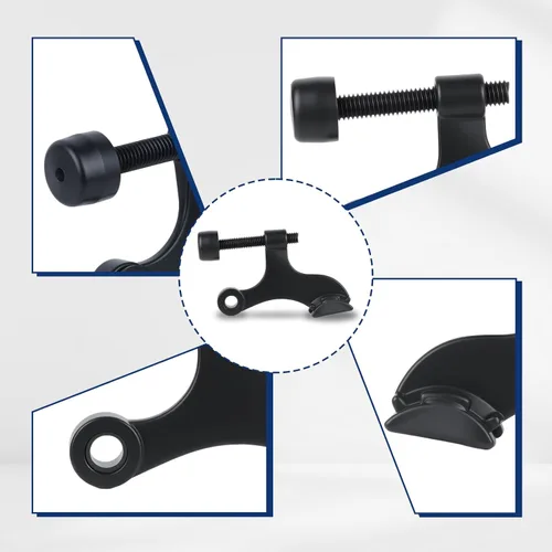Vista 4 de HOME MASTER HARDWARE - Tope de puerta con pasador de bisagra, paquete de 8, negro, ajustable, de servicio pesado, con puntas amortiguadas de plástico
