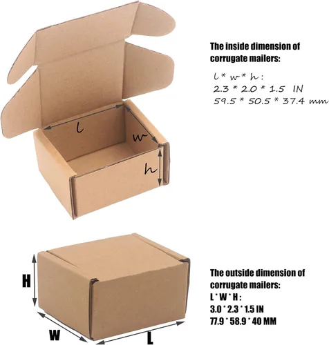 Vista 2 de Cajas de envío extra pequeñas de 3.1 x 1.5 x 2.5 pulgadas, cajas de cartón corrugado kraft marrón, reciclables y resistentes al aplastamiento