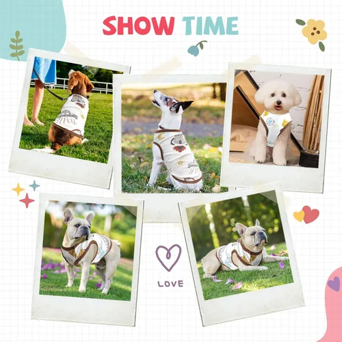 Vista 3 de Camisa para perros pequeños, linda camiseta de algodón suave sin mangas para perros pequeños, gatos, chaleco de verano para perros y gatos, camiseta