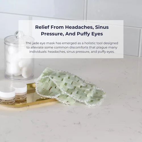 Vista 2 de Alana Mitchell Máscara de ojos de jade – Máscara de ojos ponderada para eliminar arrugas, hinchazón e irritación – Máscara de alivio de dolor