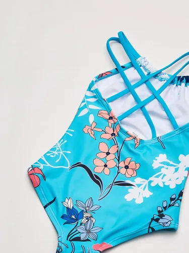 Vista 5 de Kanu Surf - Traje de baño Jasmine de una pieza para niñas con cuello Halter para ir a la playa o hacer