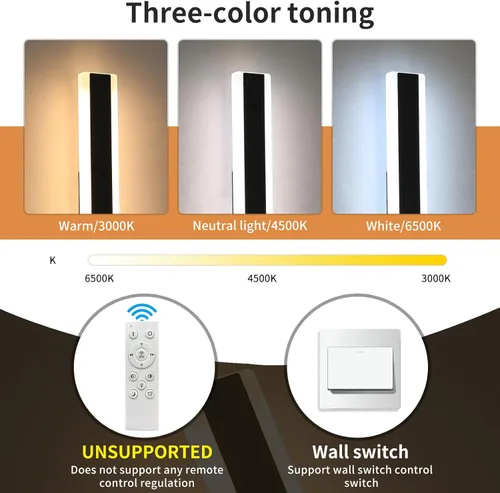 Vista 2 de Luces exteriores modernas de 39 pulgadas para casa, apliques de pared LED para exteriores, 3 colores 3000K/4500K/6000K, IP65 impermeable