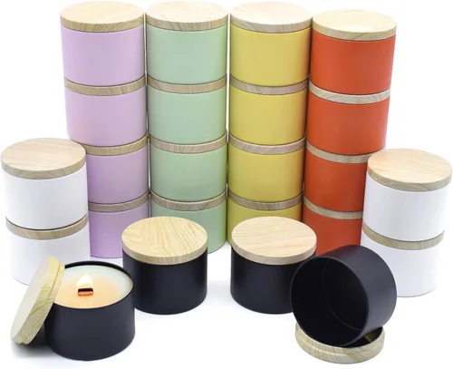 Vista 16 de YJHSS Paquete de 12 tarros para velas, latas de vela de 4 onzas con tapas, tarros de vela de metal vacíos para hacer velas, contenedores para velas