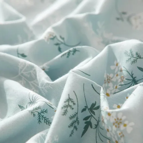 Vista 5 de VM VOUGEMARKET Juego de funda de edredón tamaño individual, juego de ropa de cama de flores azul claro para niñas, 100% algodón, funda de edredón