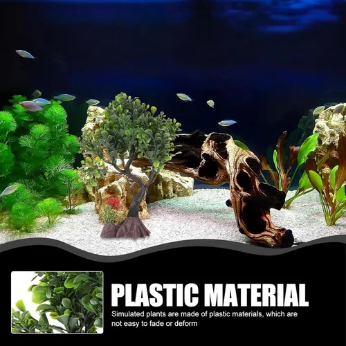 Vista 3 de POPETPOP Plantas de acuario Árbol de plástico artificial para el hogar y la oficina Acuario Simulación Plantas hidropónicas de plástico