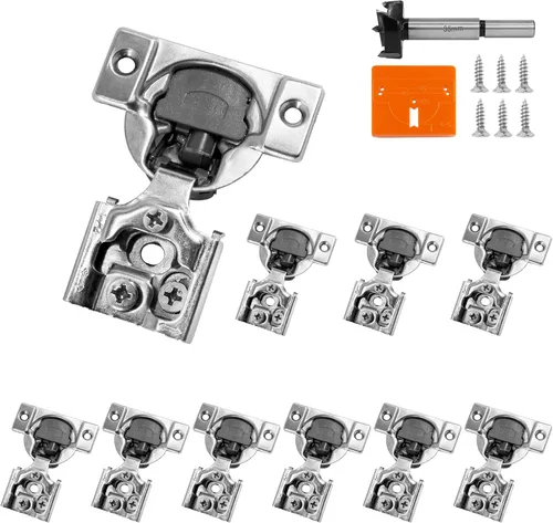 Vista 12 de Bisagras de gabinete de 1 pulgada de superposición con cierre suave, 2 paquetes de bisagras de cierre lento y suave para gabinetes de cocina