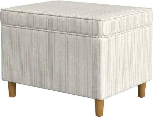 Vista 139 de Spatial Order Decoración del hogar Otomana tapizada mediana rectangular de almacenamiento Otomana con tapa con bisagras con almacenamiento