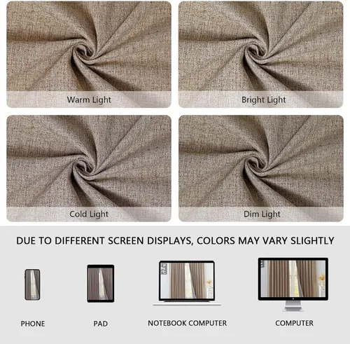 Vista 8 de Juego de 2 paneles de cortinas opacas de 108 pulgadas, cortinas largas de imitación de lino con oscurecimiento 100% para dormitorio y sala de estar