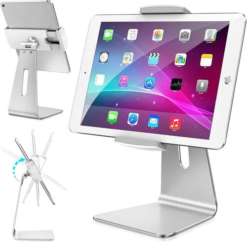Vista 9 de AboveTEK Elegante soporte para tableta, soporte de aluminio para tabletas de 7 a 13 pulgadas, quiosco de escritorio compatible con iPad Pro Air Gris
