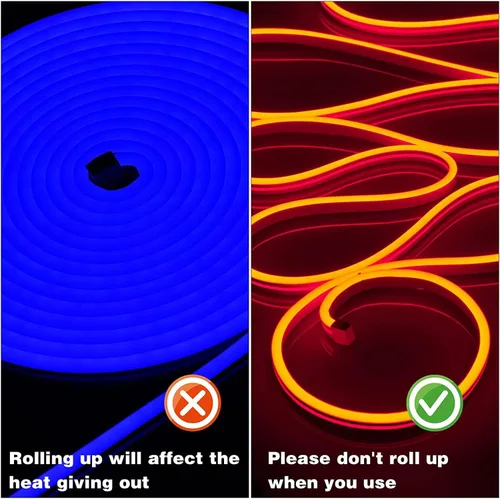 Vista 3 de Tira de luces LED de neón RGB, cuerda de luces que cambian de color de 16.4 pies con control remoto IP65, impermeable, luces de neón flexibles