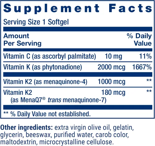 Vista 3 de Life Extension Super K, Vitamina K1, Vitamina K2 MK-7, Vitamina K2 MK-4, Salud del Corazón, Salud Arterial, Equilibrio del Calcio, Suministro para 3