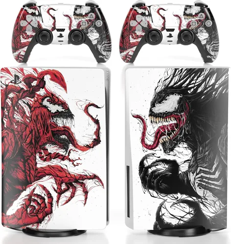 Vista 7 de TESSGO PS 5 Skin Disc Edition - Adhesivo de vinilo para consola y controlador de anime, duradero, resistente a los arañazos, sin burbujas