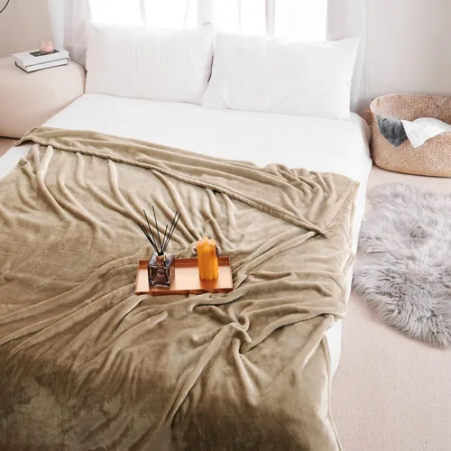 Vista 8 de Deconovo Mantas de forro polar tamaño King Manta de cama suave, ligera, acogedora, mullida, de microfibra de lujo, 90 x 108 pulgadas, marrón