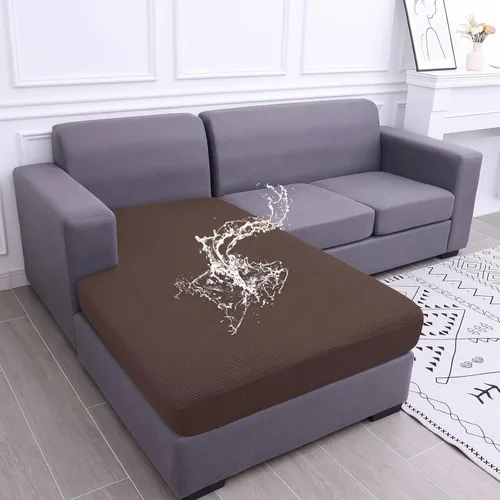 Vista 13 de hyha - Fundas de cojín impermeables para sofá modular, fundas de cojín de sofá en forma de L, tela jacquard gruesa, funda de diván con parte Beige