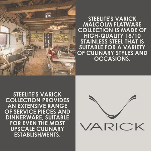 Vista 6 de Steelite Varick Malcolm - Cubertería con textura martillada satinada, mango moderno, utensilios de acero inoxidable 18/10, cubiertos para uso