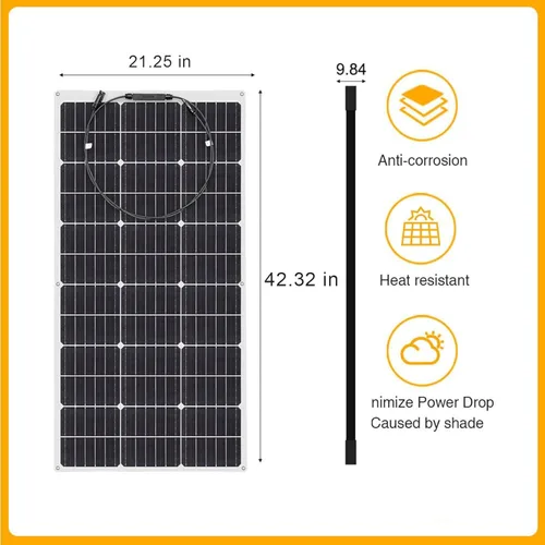 Vista 2 de XINPUGUANG Kit de sistema de panel solar de 12 V 200 W, panel solar flexible de 100 W, cargador de batería monocristalino con cable de extensión