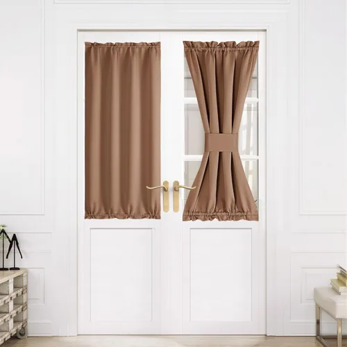 Vista 146 de NICETOWN Cortinas 100% opacas para puerta francesa, cortinas de privacidad para ventana, persianas de oscurecimiento de habitación de 25 x 64