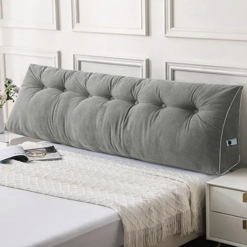 Vista 15 de Sasttie Almohada de cabecera tamaño Queen, almohada de cuña cabecera para sentarse en la cama, cojín triangular con soporte de respaldo para leer