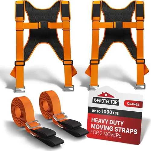 Vista 7 de X-Protector Correas de mudanza - 2 pares - Correas de elevación para 2 mudadores - Mueve muebles fácilmente y de manera segura - Perfecto