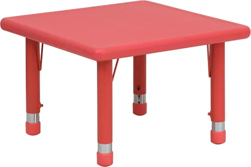 Vista 6 de Flash Furniture Wren - Mesa cuadrada de plástico verde de 24 pulgadas con altura ajustable
