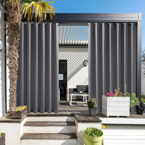 Vista 77 de NICETOWN - 2 paneles de cortinas para exteriores impermeables extra largas de 108 pulgadas para patio, resistentes al viento, con aislamiento