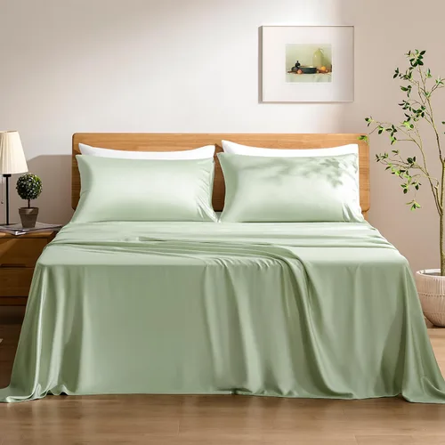 Vista 10 de TOSMO - Juego de sábanas de lujo con enfriamiento - 100% viscosa de bambú, juego de ropa de cama de 3 piezas (tamaño individual) - bolsillos extra