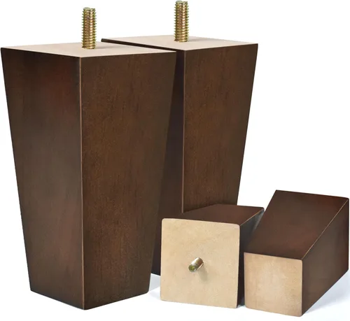 Vista 12 de AORYVIC Juego de 4 patas cuadradas para sofá, patas de repuesto de madera de 2 pulgadas para muebles, color marrón oscuro