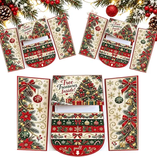 Vista 14 de Folleto de tarjetas de regalo de Navidad en cascada 2027, 3 portatarjetas #B 3 piezas
