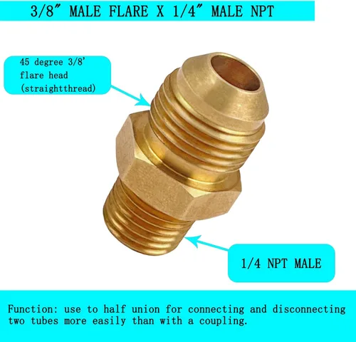 Vista 3 de QCC1 Kit de adaptador de manguera de montaje de gas propano de tuerca, rosca macho de 1/4 pulgadas, acoplador hembra Npt de 1/4 pulgadas x 1/4