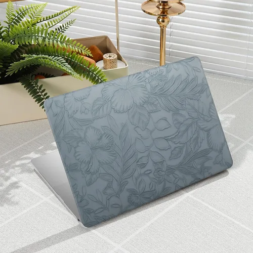 Vista 18 de iCasso - Funda compatible con MacBook Air de 13 pulgadas, versiones 2020-2018 A2337 M1 A2179 A1932, carcasa rígida de plástico con textura de cuero