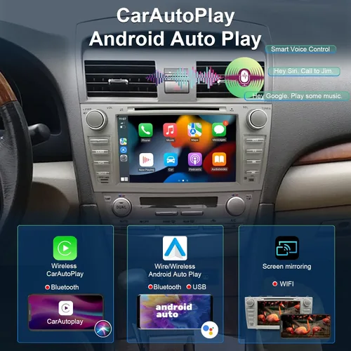 Vista 5 de Radio estéreo de coche para Toyota Camry 2007 2008 2009 2010 2011 Android 14 unidad principal 8 pulgadas 720 * 1280P IPS pantalla con reproductor