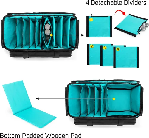 Vista 2 de LoDrid Bolsa de concierto con base acolchada desmontable y divisores, bolsa de alambre para DJ para laptop de 14 pulgadas, equipo de sonido,