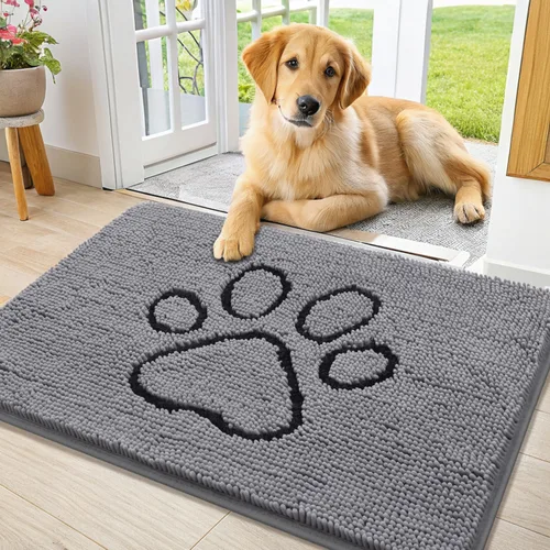 Vista 206 de Smiry Tapete para puerta de perro para patas fangosas, absorbente que atrapa la suciedad, antideslizante, de secado rápido, lavable, tapete