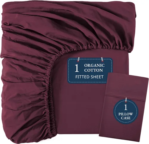 Vista 54 de LANE LINEN Sábanas ajustadas tamaño full, 100% algodón orgánico, juego de 3 piezas (1 sábana ajustada, 2 fundas de almohada), tejido percal, sábanas