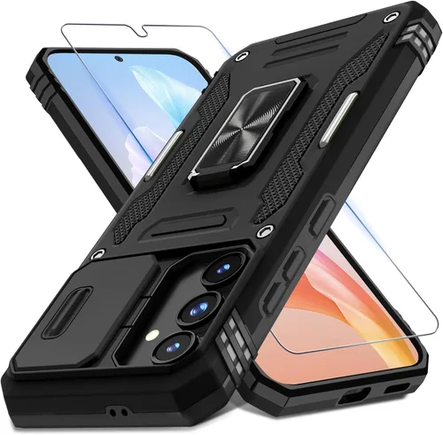 Vista 52 de DEERLAMN Funda para Samsung Galaxy A15 5G con cubierta deslizante para la cámara + protector de pantalla (1 paquete), soporte de anillo giratorio