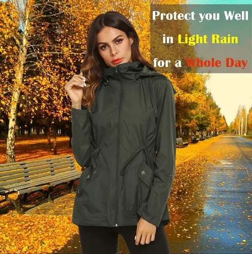 Vista 3 de ZHENWEI - Chaqueta impermeable para mujer con forro, impermeable deportivo para exteriores, caminata o viajes