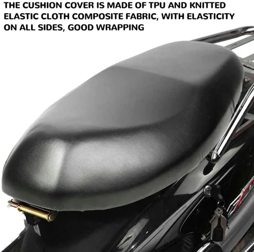 Vista 6 de Funda universal para asiento de motocicleta con elástico, cuero PU transpirable, funda impermeable para asiento para la mayoría de asientos de Negro