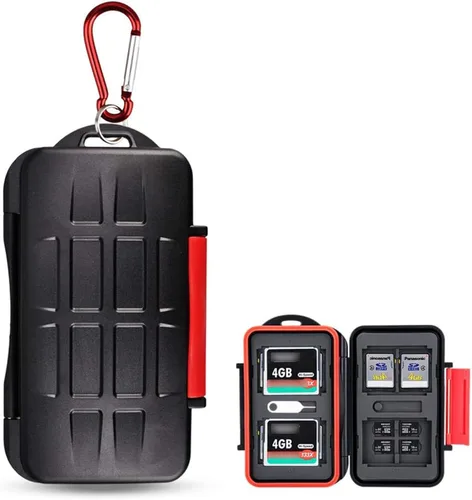 Vista 12 de Kiorafoto Estuche Porta Tarjetas SD SDHC SDXC de 12 Ranuras Profesional, Resistente al Agua, Anti-Shock, Protector de Almacenamiento de Tarjetas