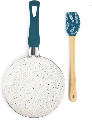Vista 2 de Co. - Mini sartén redonda y espátula ranurada, juego de 2 piezas, lapislázuli azul