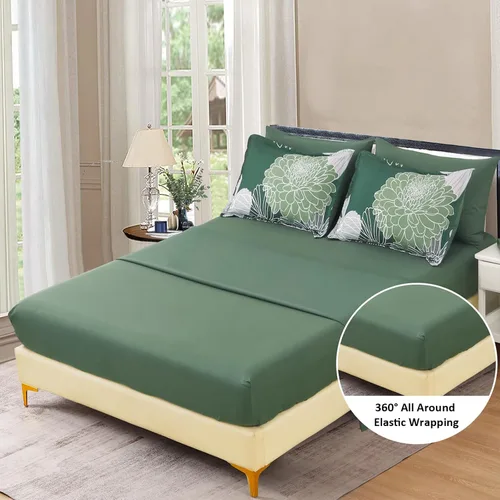 Vista 90 de Yiran - Juego de 7 piezas de edredón floral azul, juego de cama en una bolsa, tamaño Queen, juego de edredón de microfibra suave