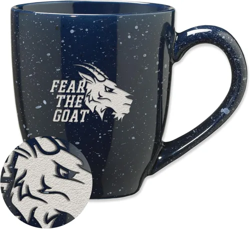 Vista 270 de Rico Industries NCAA Saint Joseph's (PA) Hawks Logo Principal Color Marrón 16 oz Logotipo del Equipo de Color Láser Grabado en Cerámica Moteada Taza