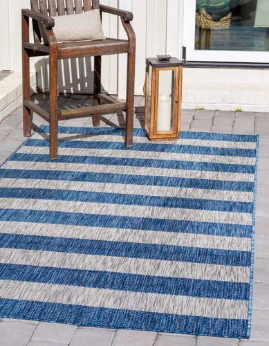 Vista 21 de Unique Loom Outdoor Striped Collection - Alfombra envejecida a rayas (4 pies 1 pulgada x 6 pies 1 pulgada, rectangular, rojo óxido y gris)