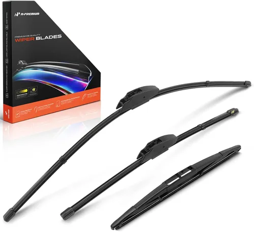 Vista 19 de A-Premium Juego de 3 limpiaparabrisas con indicador de desgaste y toalla, compatible con Dodge Nitro 2007-2011, juego de escobillas