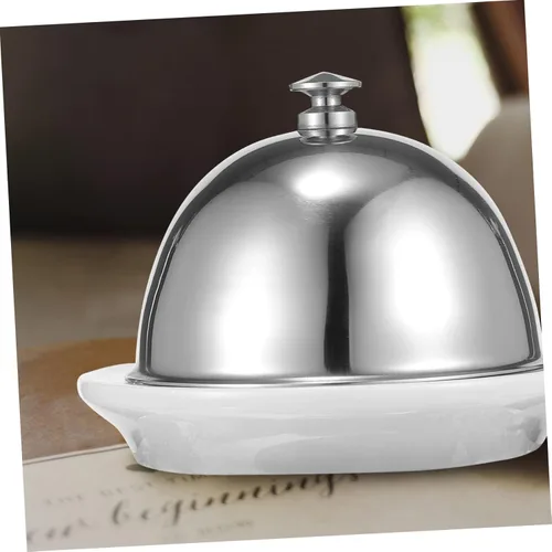 Vista 5 de Yardwe Mantequillera de cerámica para carne de acero inoxidable, soporte para cupcakes con tapa, plato de porcelana para servir aperitivos